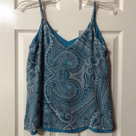 Camisole Womens Size Medium Blouse Turquoise Blue Paisley Pattern - Picture 1 of 6